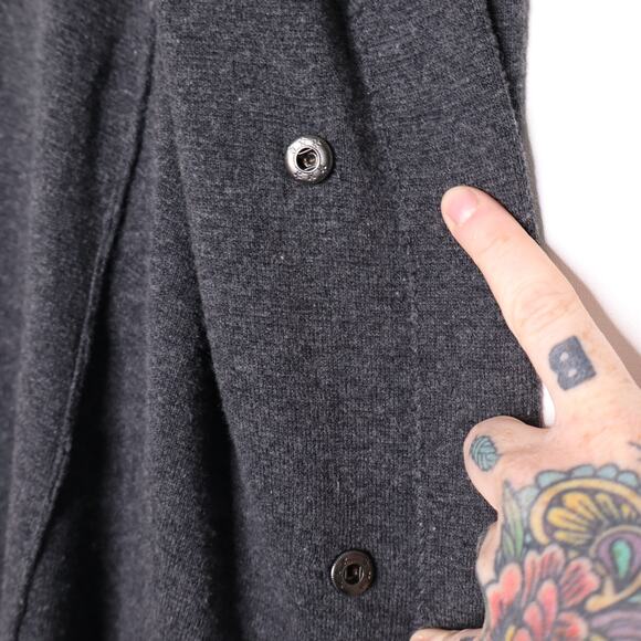 JULIETTE LONGUET Cotton Wool Sweater Coatigan Open Longline Gray Women's M - Picture 6 of 11